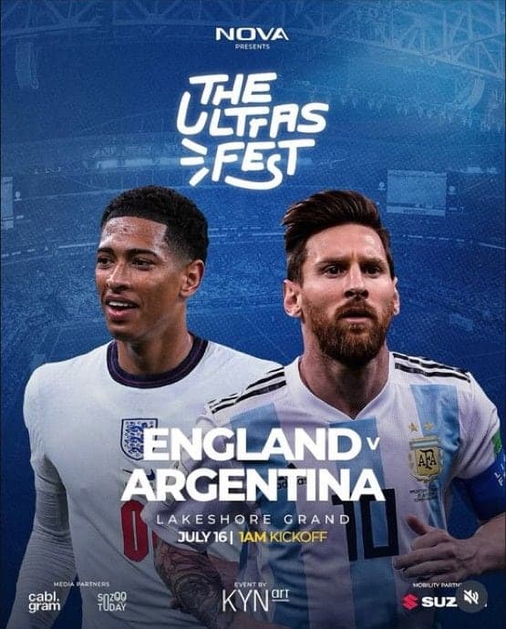England v Argentina match poster, Lakeshore Grand