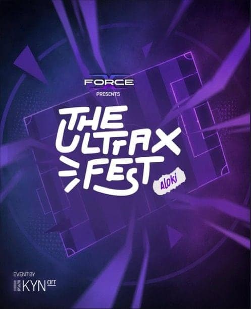 The UltraX Fest logo on purple