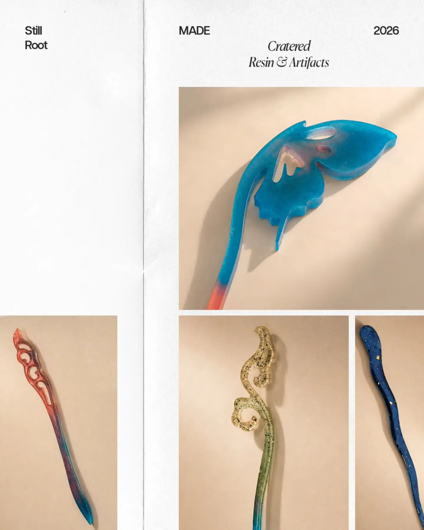 Cratered Resin & Artifacts: resin hair sticks
