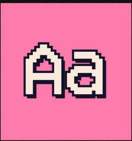 Pixel type specimen “Aa” on pink