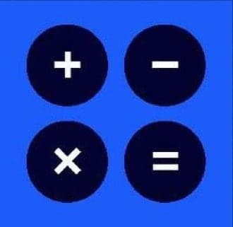 Calculator-key icons in blue and navy