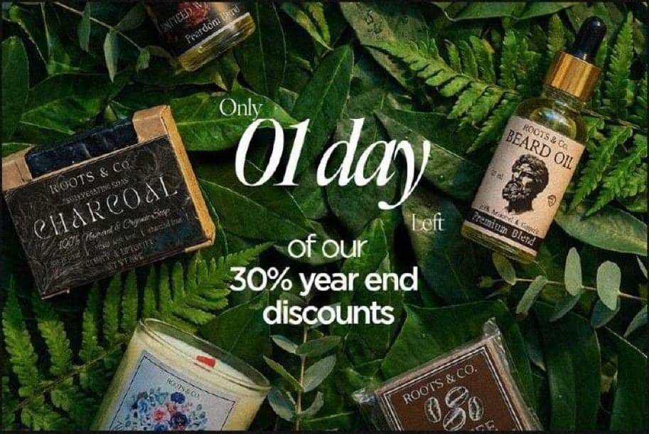 “Only 01 day left of our 30% year end discounts” sale post